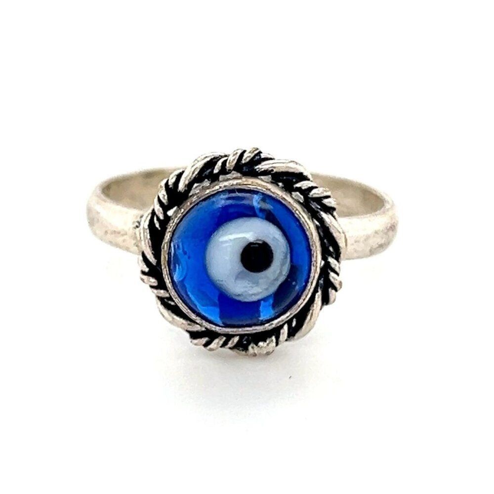 925 Silver Adjustable Evil Eye Ring - image 1